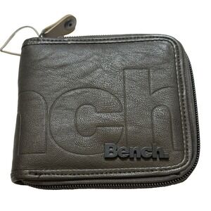 BENCH | Mens Womens Unisex‎ Brown Zip Bifold Money Card Coin Wallet NWT